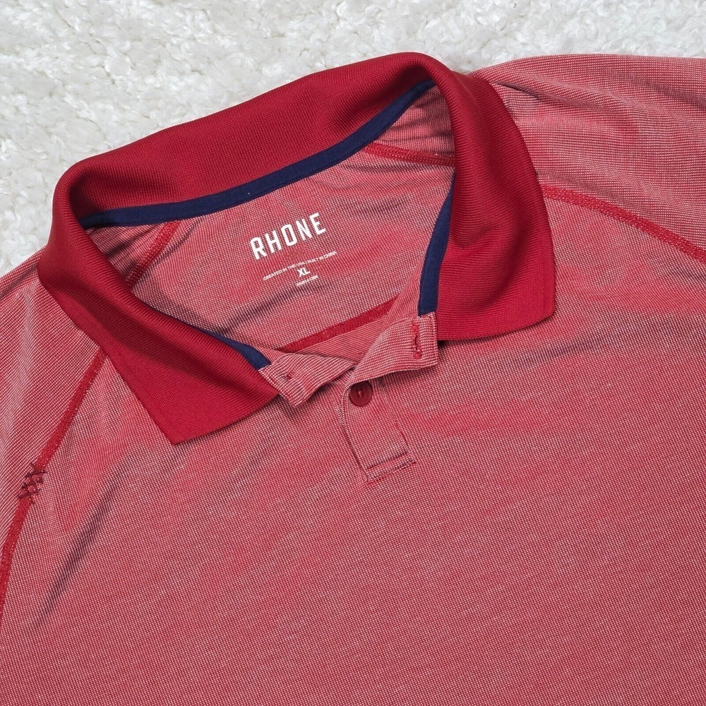 Rhone Mens Polo Shirt Red Performance Stretch‎ Short Sleeve Size XL Golf